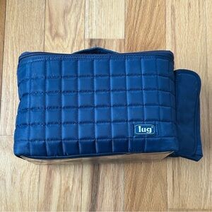 Lug Quilted Navy Lunch Tote with insulated cooler and drink holder
